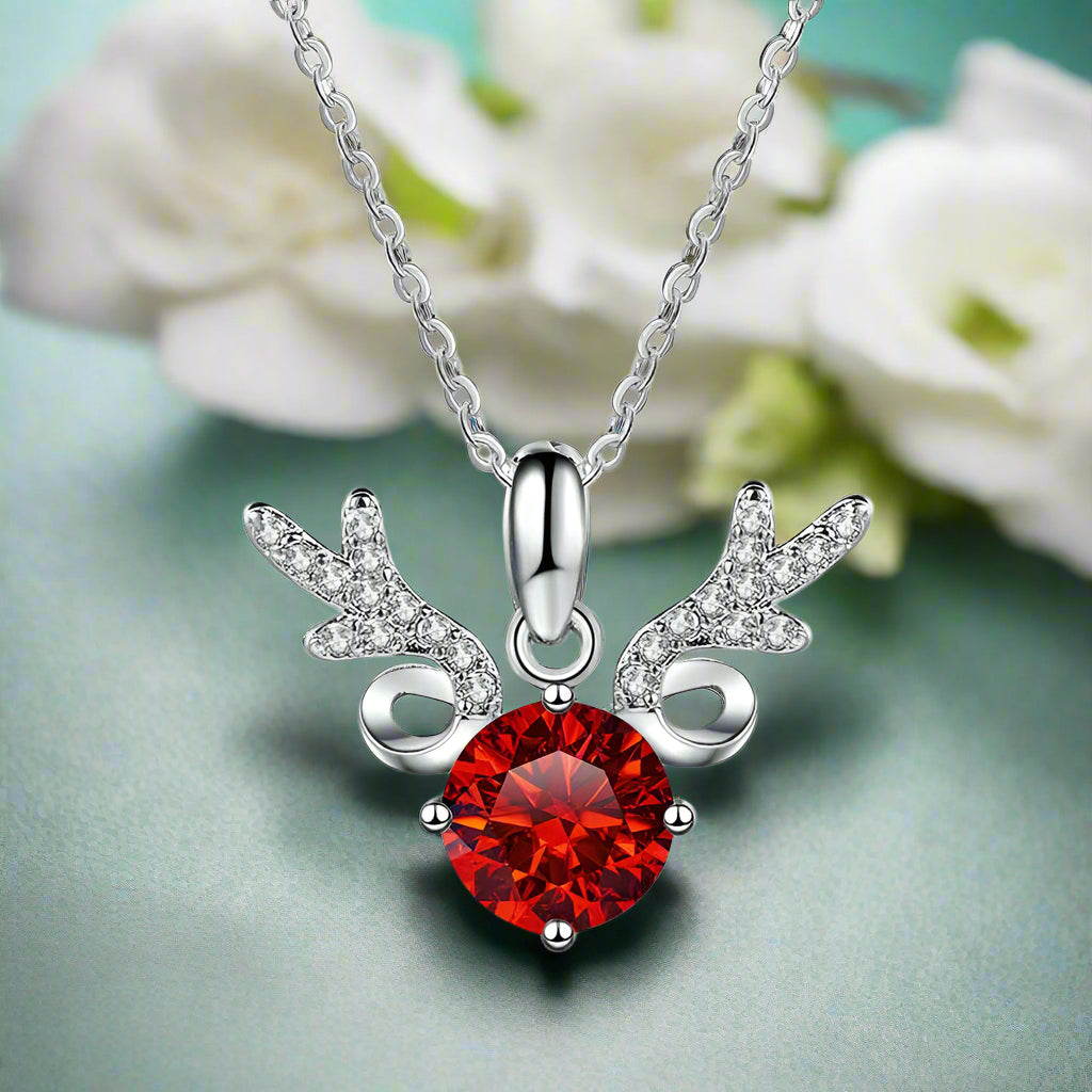 1.0 Ct Diamond Elk Pendant Necklace-Evani Naomi Jewelry