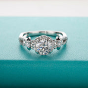1.0 Ct Diamond Engagement Ring with Flower-Evani Naomi Jewelry