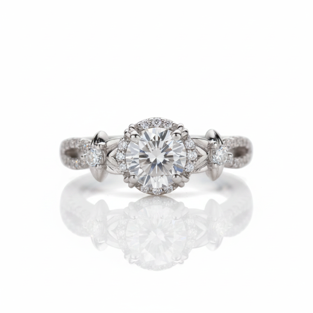 1.0 Ct Diamond Option Engagement Ring with Flower
