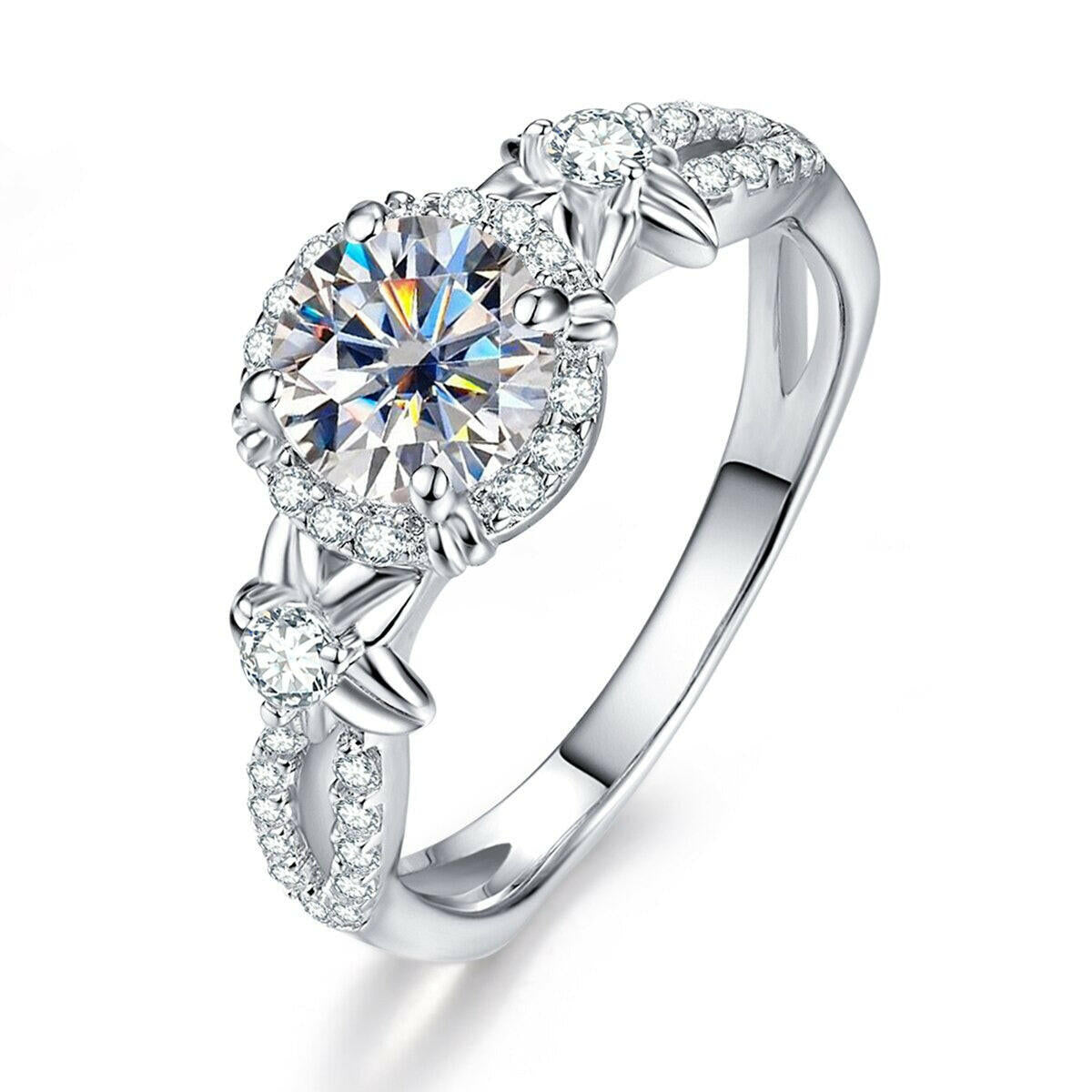 1.0 Ct Diamond Engagement Ring with Flower-Evani Naomi Jewelry