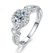 1.0 Ct Diamond Engagement Ring with Flower-Evani Naomi Jewelry