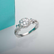 1.0 Ct Diamond Engagement Ring with Flower-Evani Naomi Jewelry