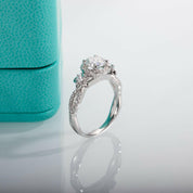 1.0 Ct Diamond Engagement Ring with Flower-Evani Naomi Jewelry