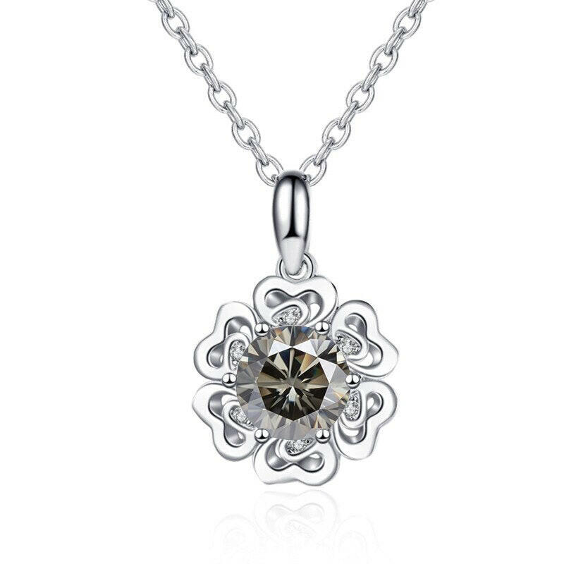 1.0 Ct Diamond Flower Pendant Necklace-Evani Naomi Jewelry