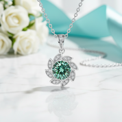 1.0 Ct Peridot Flower Pendant Necklace-Evani Jewelry