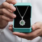 1.0 Ct Peridot Flower Pendant Necklace-Evani Jewelry