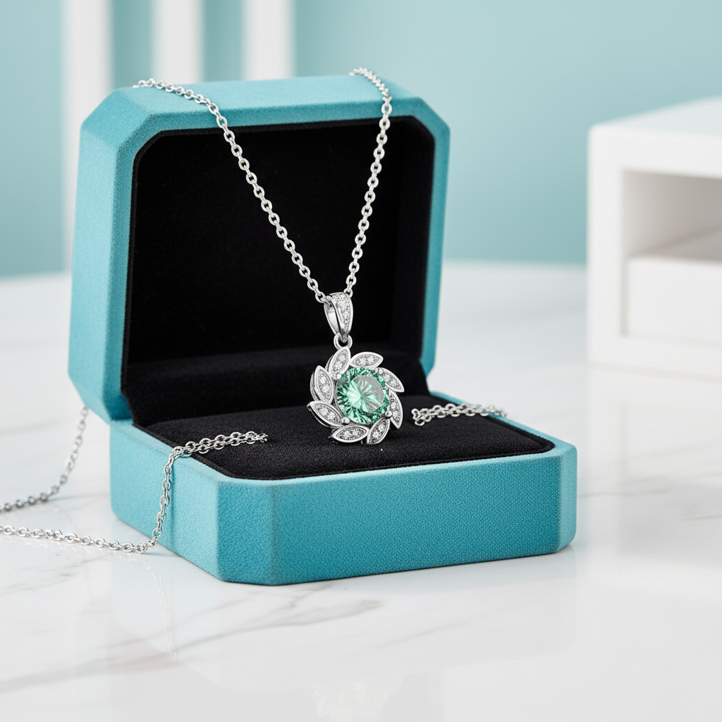 1.0 Ct Peridot Flower Pendant Necklace-Evani Jewelry