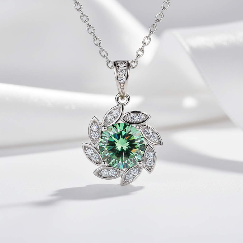 1.0 Ct Peridot Flower Pendant Necklace-Evani Jewelry