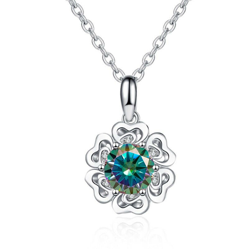 1.0 Ct Diamond Flower Pendant Necklace-Evani Naomi Jewelry