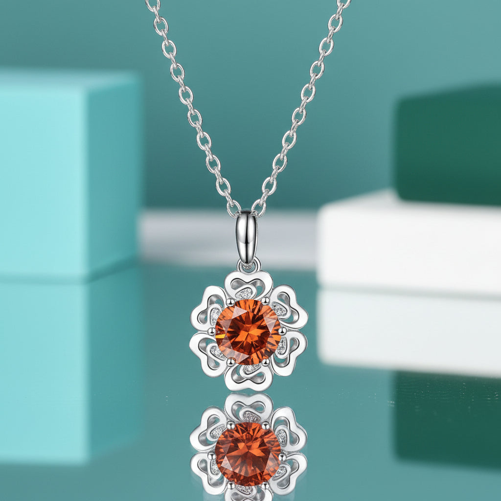 1.0 Ct Diamond Flower Pendant Necklace-Evani Jewelry