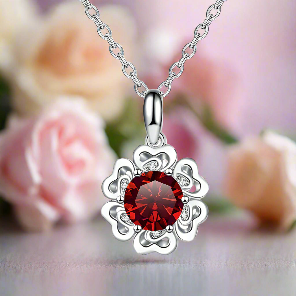 1.0 Ct Diamond Flower Pendant Necklace-Evani Naomi Jewelry