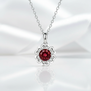 1.0 Ct Ruby Birthstone Flower Pendant Necklace-Evani Jewelry