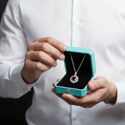 1.0 Ct Ruby Birthstone Flower Pendant Necklace-Evani Jewelry