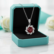 1.0 Ct Flower Garnet Birthstone Pendant Necklace-Evani Jewelry