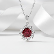 1.0 Ct Ruby Flower Pendant Necklace-Evani Jewelry