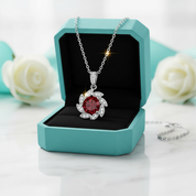 1.0 Ct Ruby Flower Pendant Necklace-Evani Jewelry