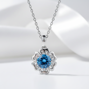 1.0 Ct Sapphire Flower Pendant Necklace-Evani Jewelry