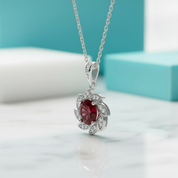 1.0 Ct Ruby Flower Pendant Necklace-Evani Jewelry