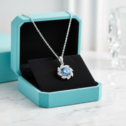 1.0 Ct Sapphire Birthstone Flower Pendant Necklace