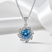 1.0 Ct Sapphire Birthstone Flower Pendant Necklace