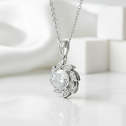 1.0 Ct Diamond Flower Birthstone Pendant Necklace-Evani Jewelry