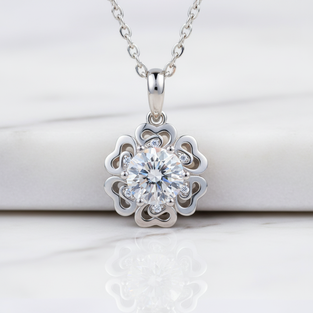 1.0 Ct Diamond Option Flower Pendant Necklace