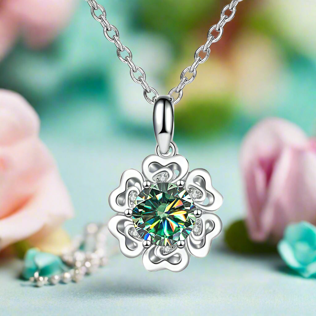 1.0 Ct Diamond Flower Pendant Necklace-Evani Naomi Jewelry