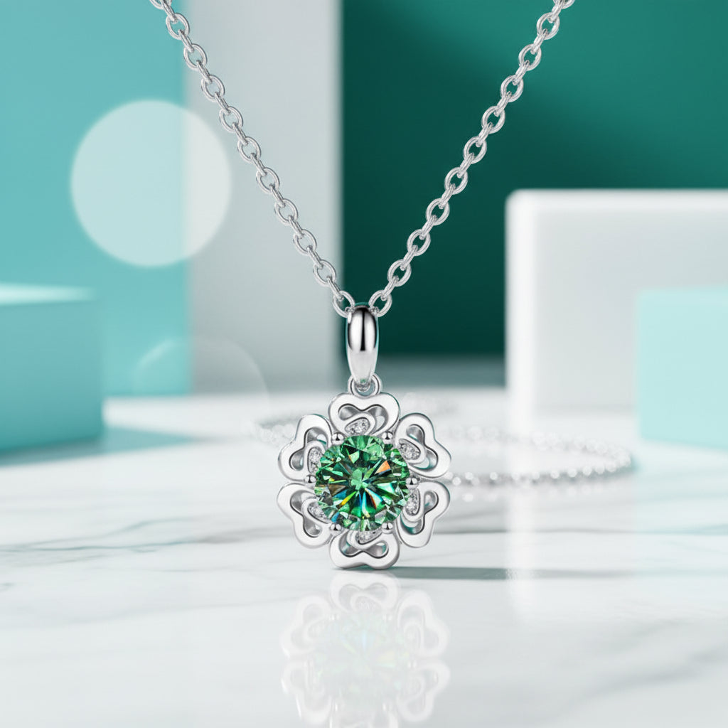 1.0 Ct Diamond Flower Pendant Necklace-Evani Jewelry