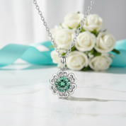 1.0 Ct Peridot Birthstone Flower Pendant Necklace-Evani Jewelry