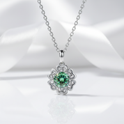 1.0 Ct Peridot Birthstone Flower Pendant Necklace-Evani Jewelry