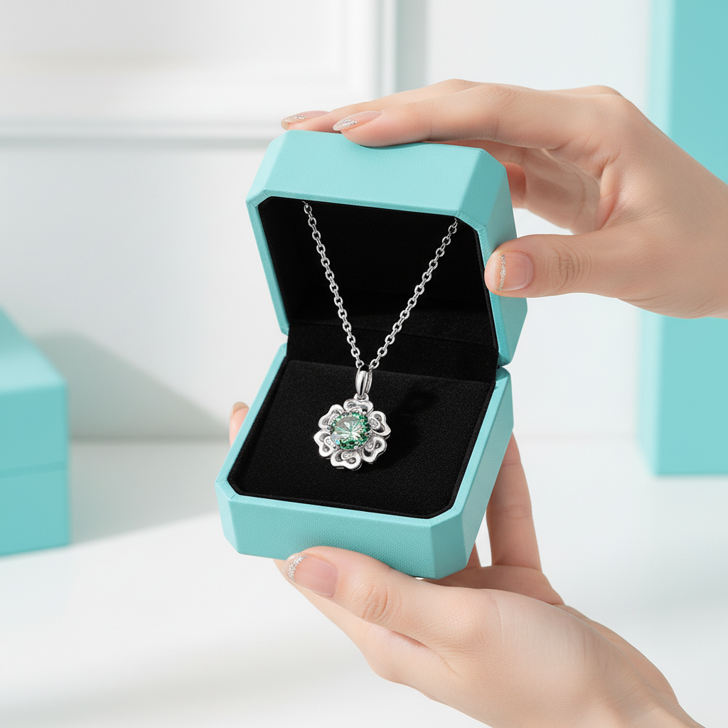 1.0 Ct Peridot Birthstone Flower Pendant Necklace-Evani Jewelry