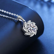 1.0 Ct Diamond Flower Pendant Necklace-Evani Naomi Jewelry