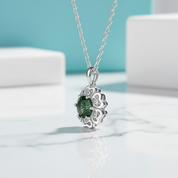 1.0 Ct Emerald Birthstone Flower Pendant Necklace-Evani Jewelry