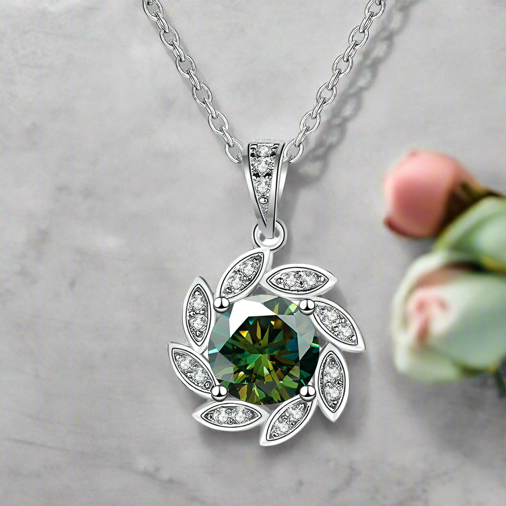 1.0 Ct Diamond Flower Pendant Necklace-Evani Naomi Jewelry