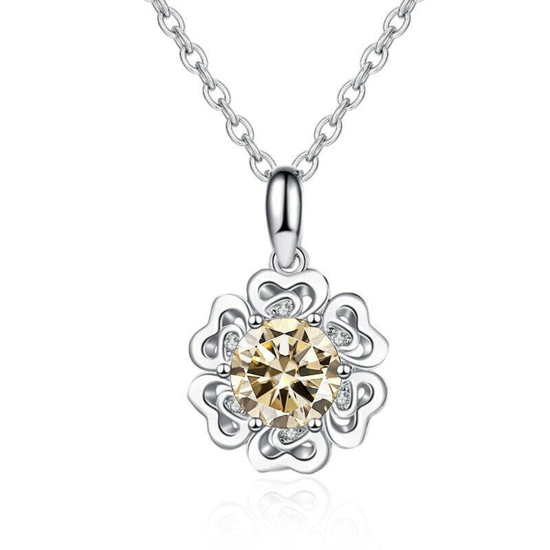 1.0 Ct Diamond Flower Pendant Necklace-Evani Naomi Jewelry