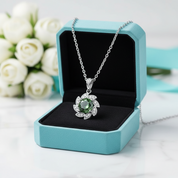 1.0 Ct Round Cut Emerald Flower Pendant Necklace-Evani Jewelry
