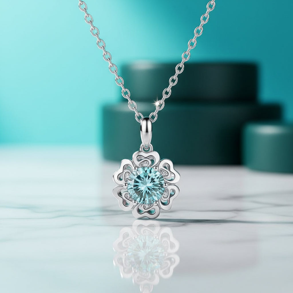 1.0 Ct Diamond Flower Pendant Necklace-Evani Jewelry