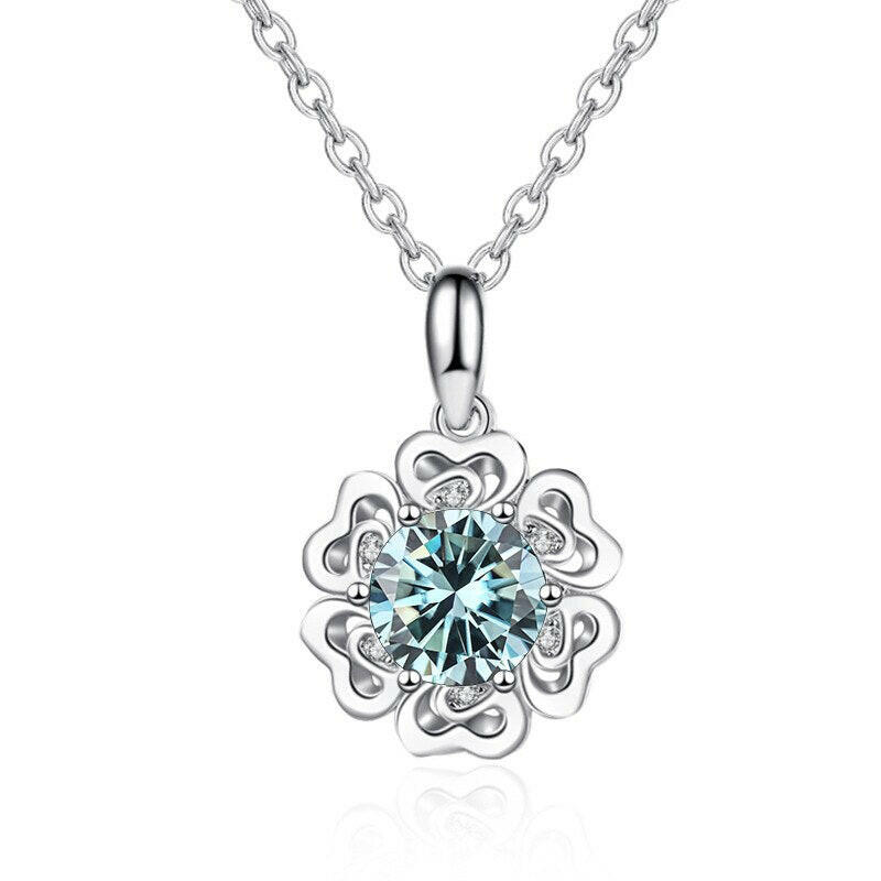 1.0 Ct Diamond Flower Pendant Necklace-Evani Naomi Jewelry