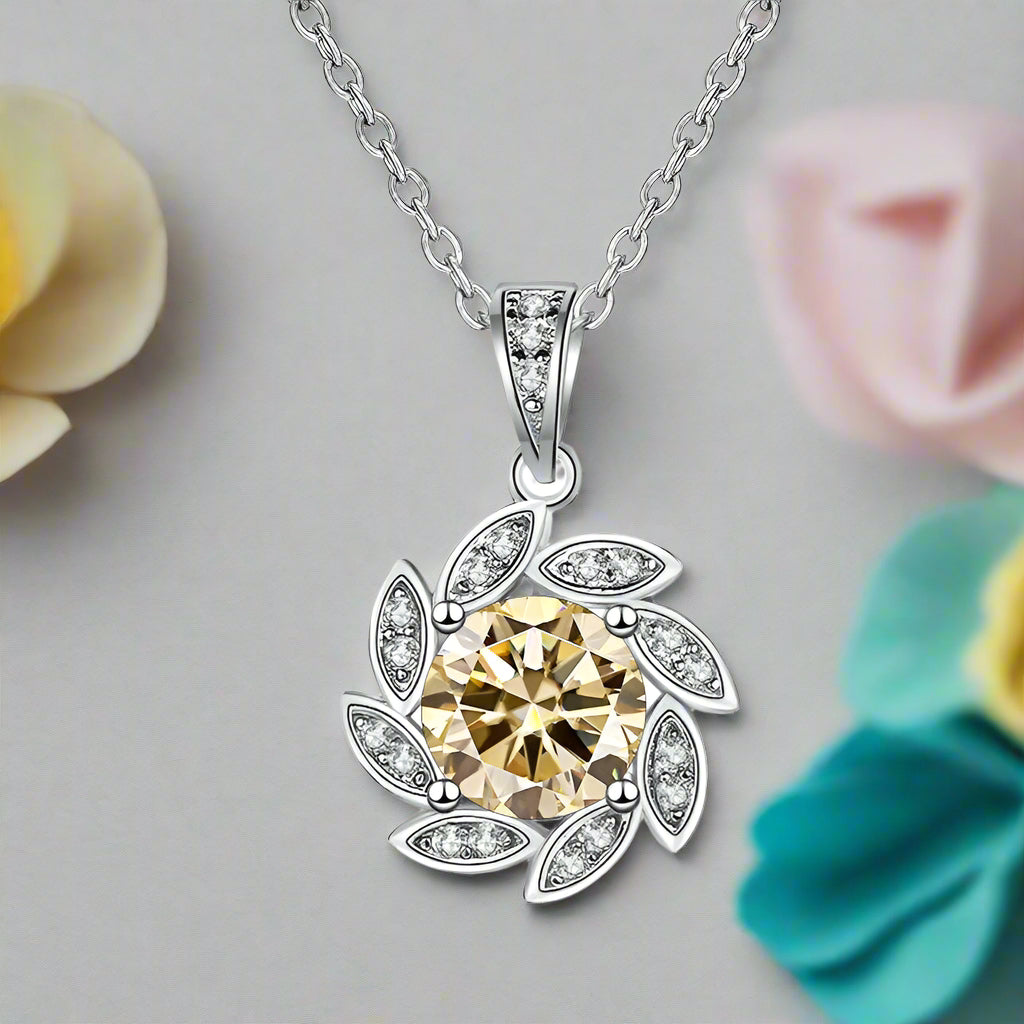 1.0 Ct Diamond Flower Pendant Necklace-Evani Naomi Jewelry