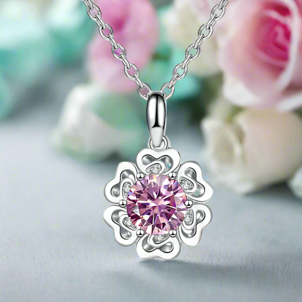 1.0 Ct Diamond Flower Pendant Necklace-Evani Naomi Jewelry