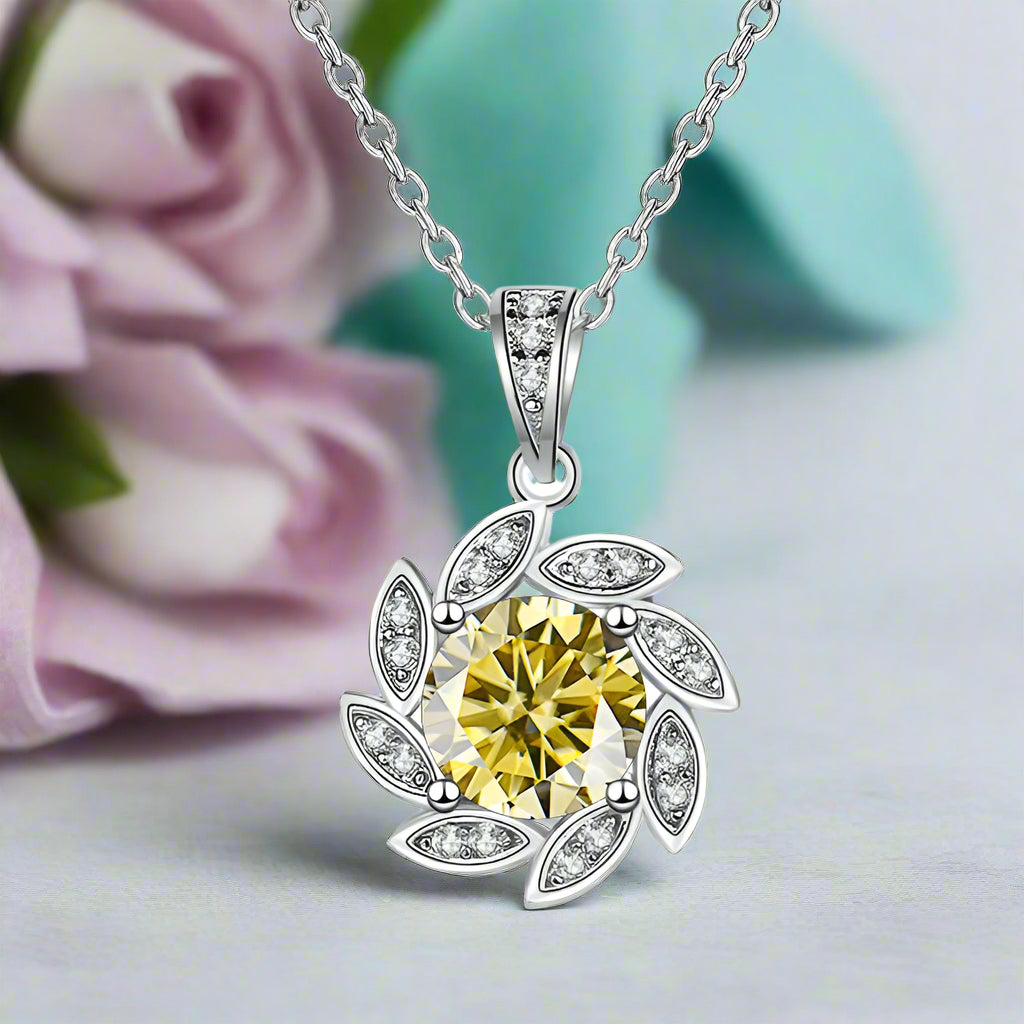 1.0 Ct Diamond Flower Pendant Necklace-Evani Naomi Jewelry