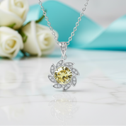 1.0 Ct Topaz and Citrine Flower Pendant Necklace