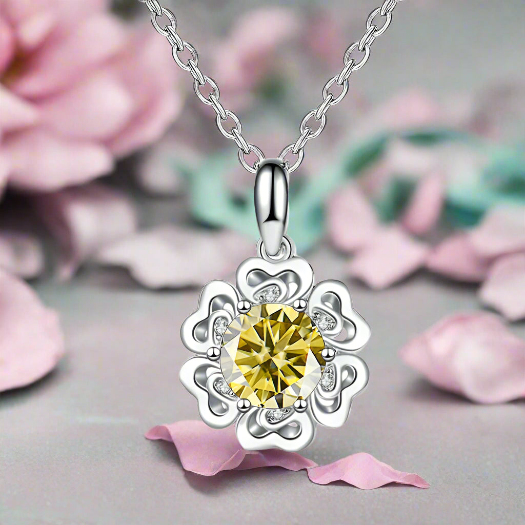 1.0 Ct Diamond Flower Pendant Necklace-Evani Naomi Jewelry