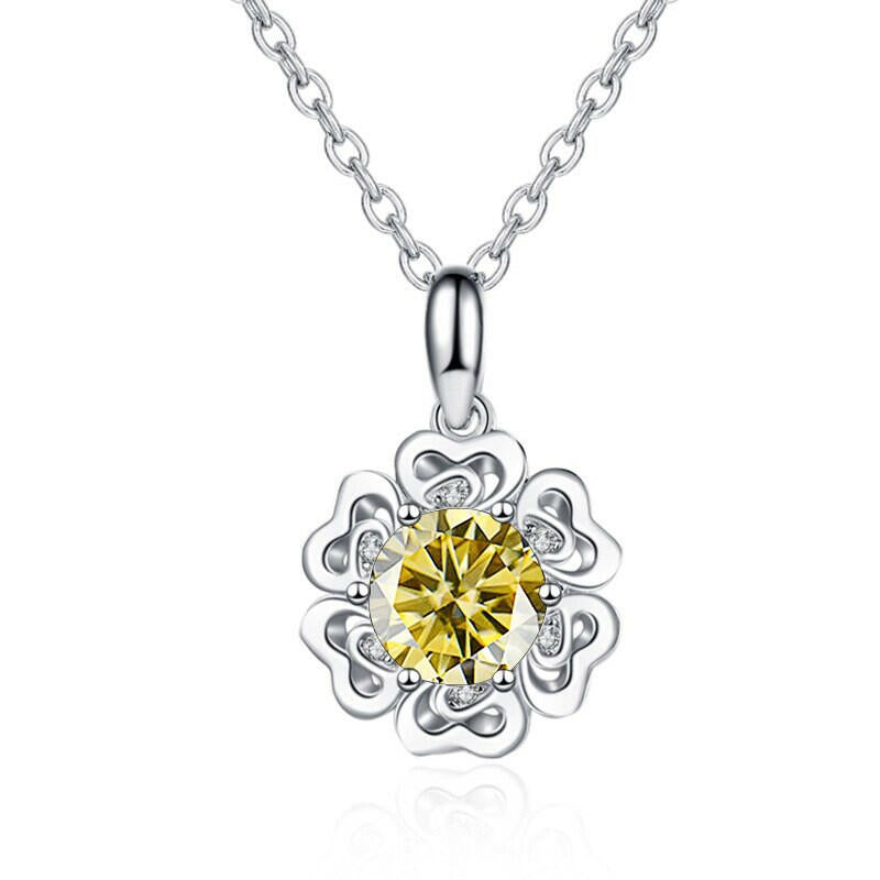 1.0 Ct Diamond Flower Pendant Necklace-Evani Naomi Jewelry