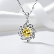1.0 Ct Topaz and Citrine Flower Pendant Necklace