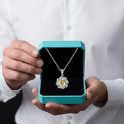 1.0 Ct Topaz and Citrine Flower Pendant Necklace