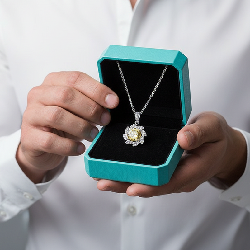 1.0 Ct Topaz and Citrine Flower Pendant Necklace - Evani Naomi Jewelry