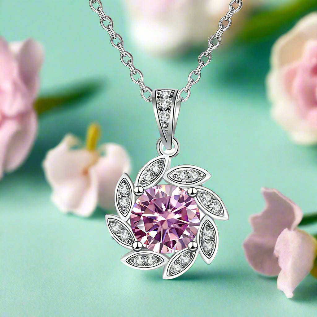 1.0 Ct Diamond Flower Pendant Necklace-Evani Naomi Jewelry