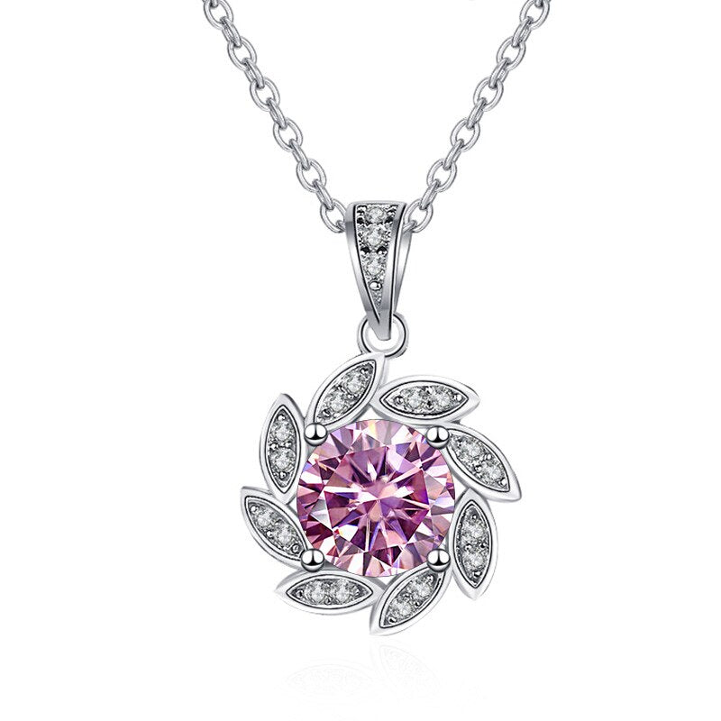 1.0 Ct Tourmaline Birthstone Flower Pendant Necklace-Evani Jewelry