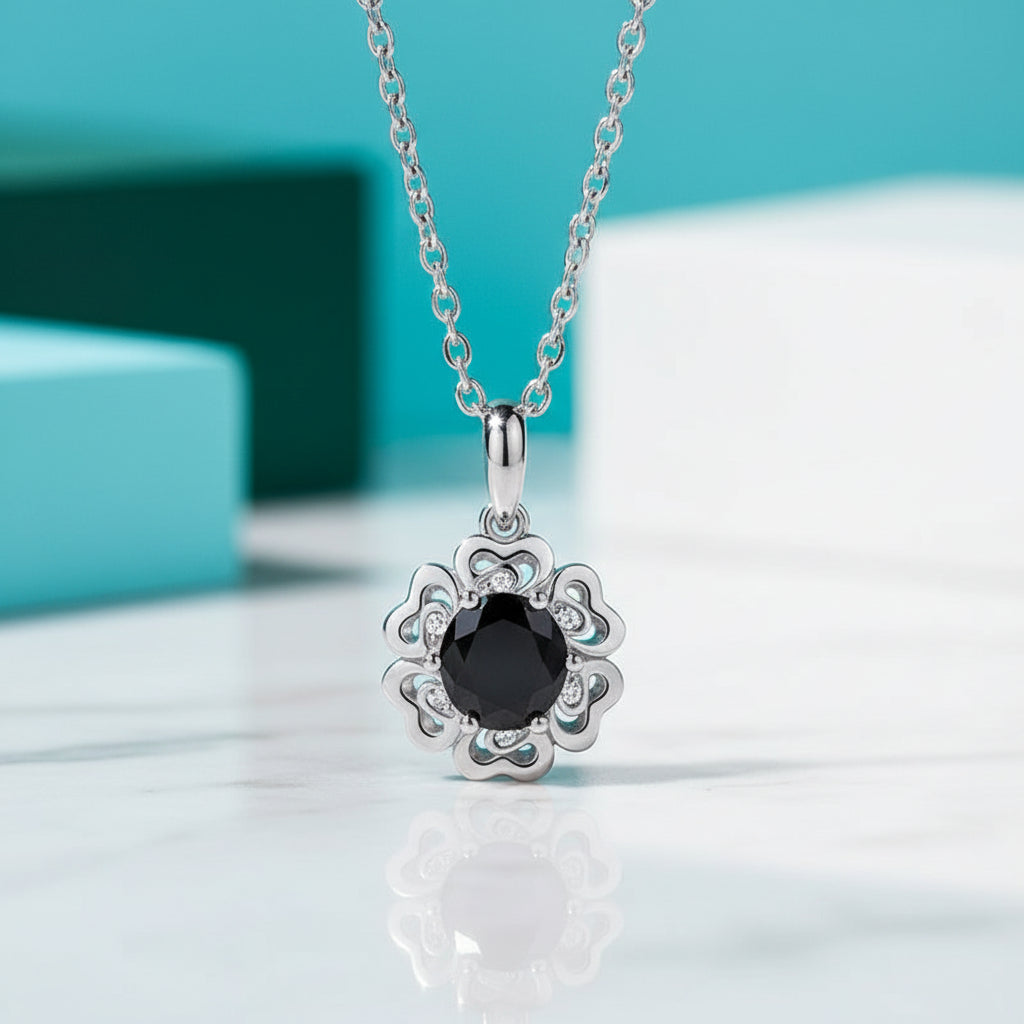 1.0 Ct Diamond Flower Pendant Necklace-Evani Jewelry